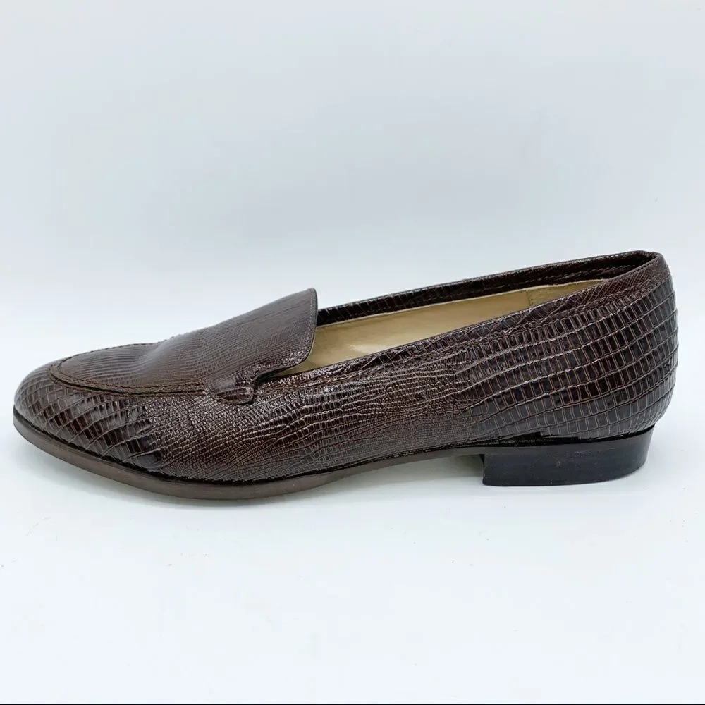 Jones New York‎ Brown Snake Embossed Leather Loafers Sz 7.5
